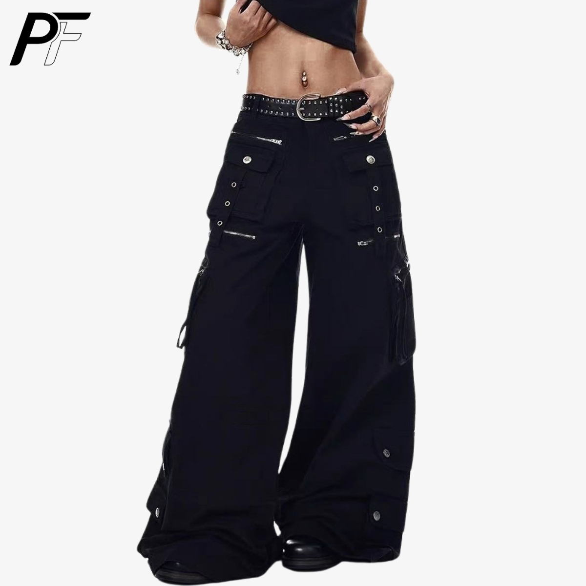 Streetwear Brand Pants - Spodnie cargo z szerokimi nogawkami w