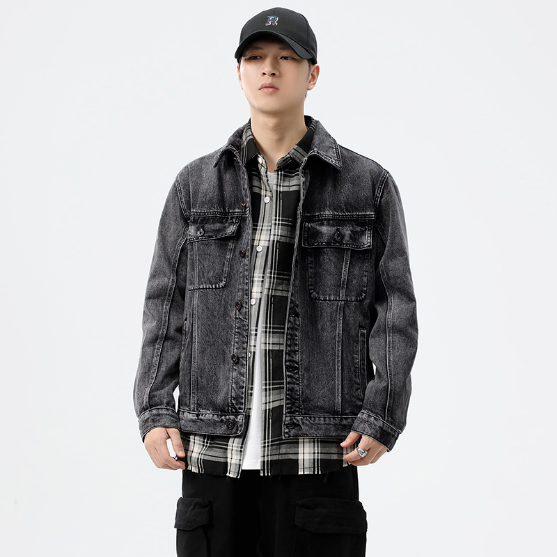 Brand Of Streetwear - Męska kurtka dżinsowa z kieszeniami w