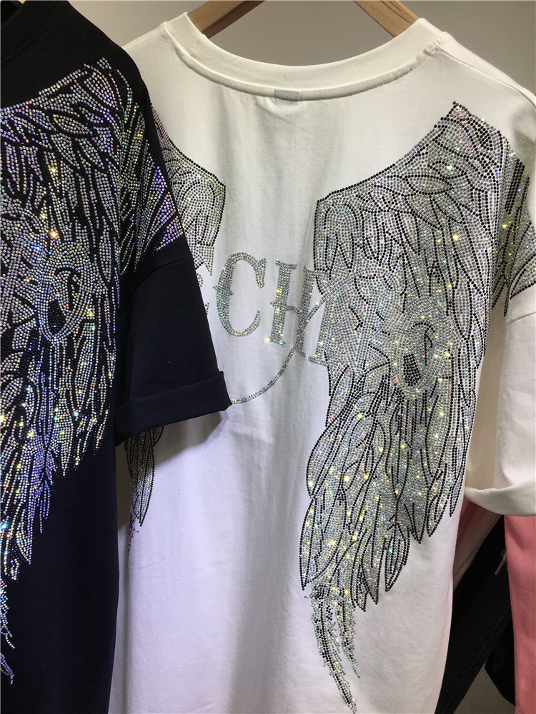 L-4XL Oversize Rhinestone Ange – Streetwear Brand Tees recenzja i cena